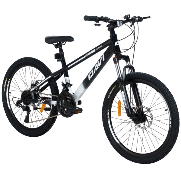 drengecykel davi terrano 24", 130 160 cm, 21 gear, sort/hvid