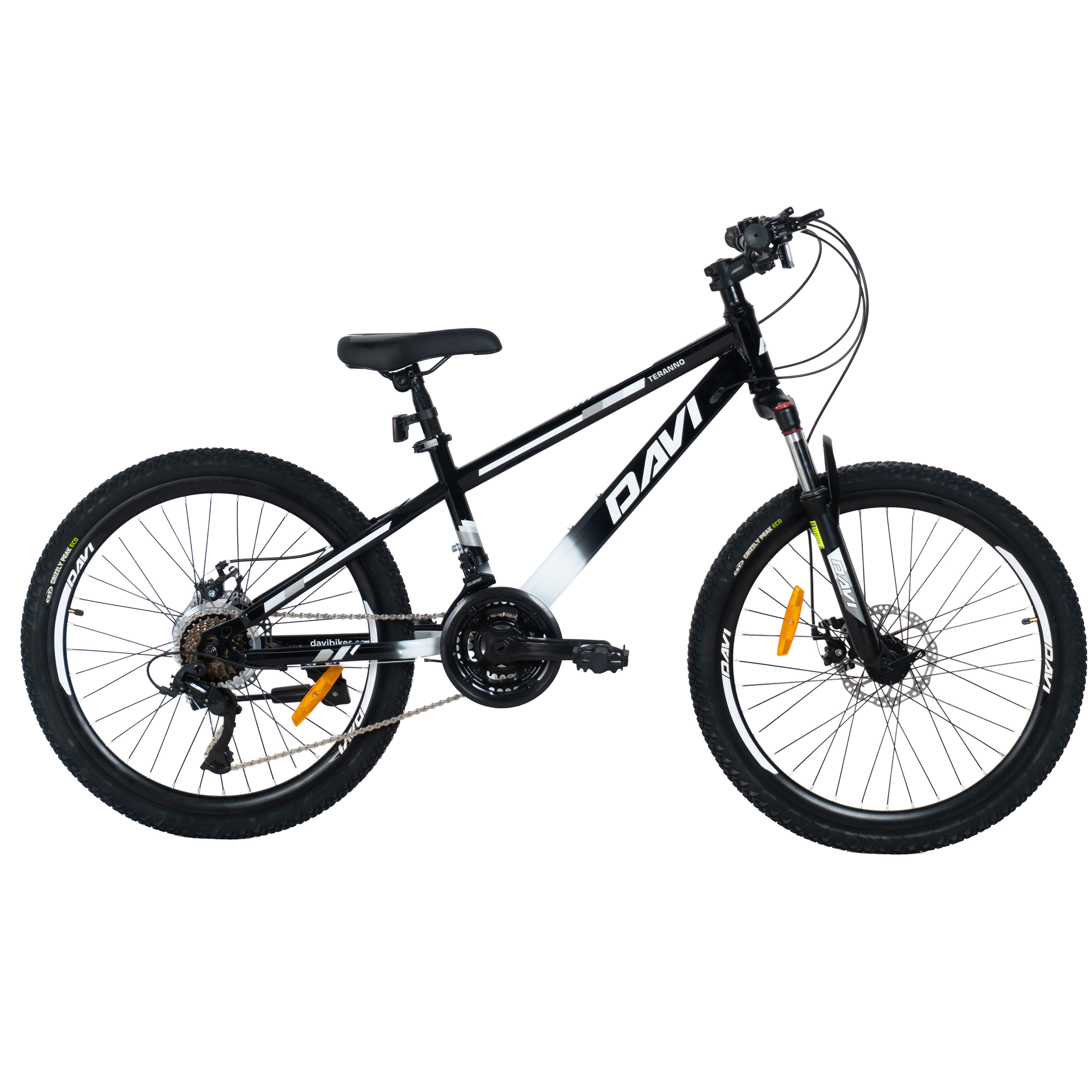 Drengecykel Davi Terrano 24", 130-160 cm, 21 gear, Sort/Hvid
