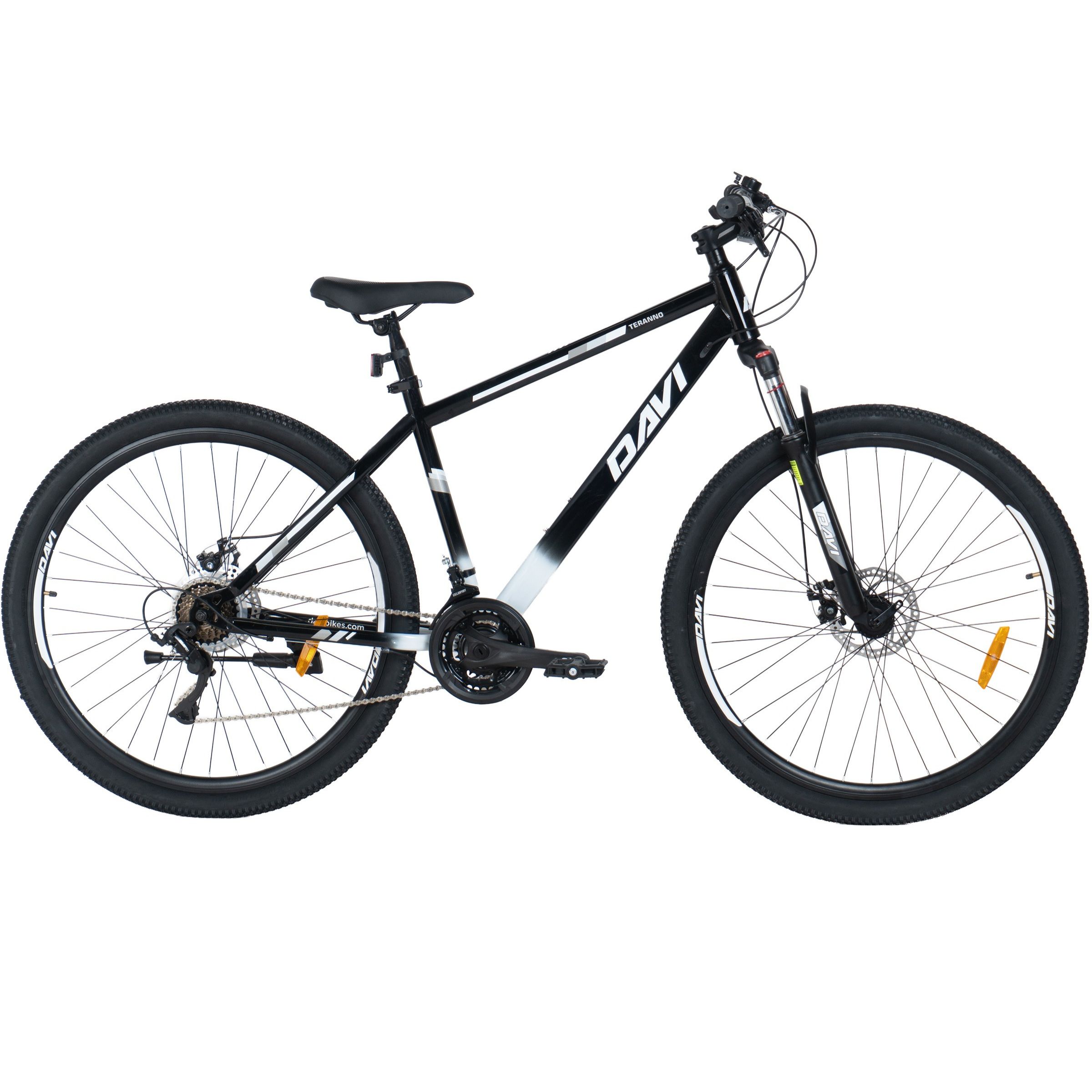 mountainbike davi terrano 29", 170 195 cm, 21 gear, sort/hvid
