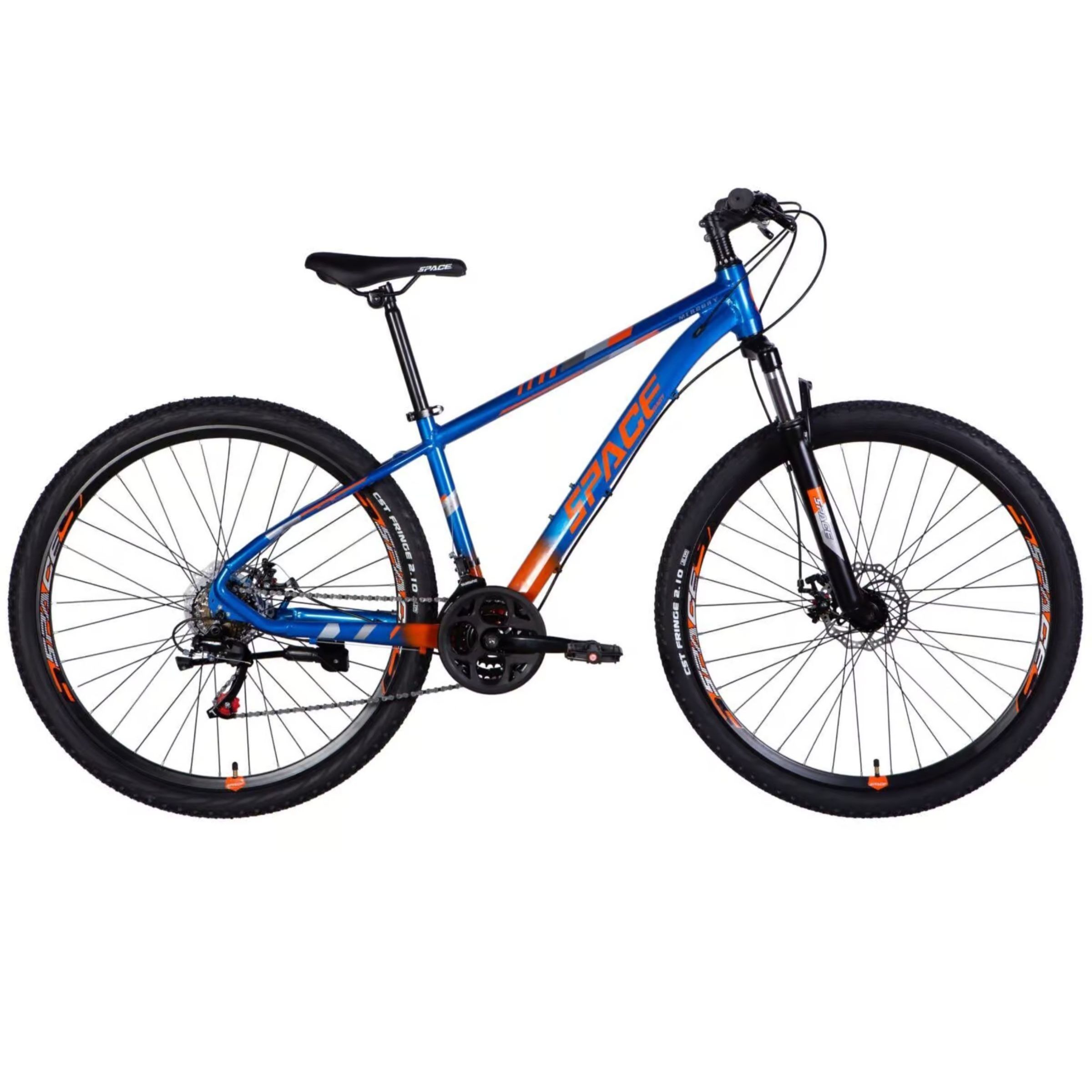 mountainbike mercury aluminium 29", 155 175 cm, 21 gear, blå /orange