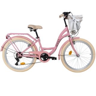 Pigecykel Davi Amelia 24", 130-165 cm, 7 gear, Lyserød/Creme