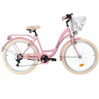 Damecykel Davi Emma 7 gear, 26", 155-180 cm, Lyserød/Creme
