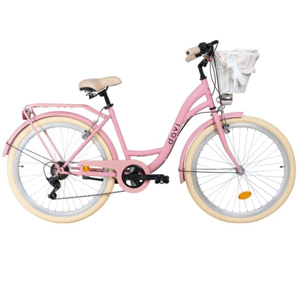 damecykel davi emma 7 gear, 26", 155 180 cm, lyserød/creme