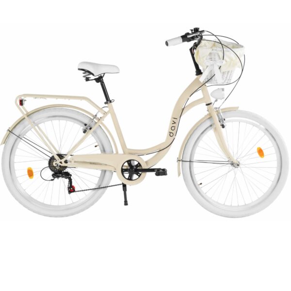 damecykel davi emma 7 gear, 26", 155 180 cm, kaffe/hvid