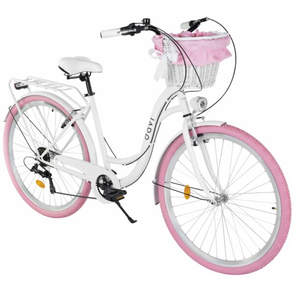 damecykel davi emma 7 gear, 28", 160 185 cm, hvid/lyserød