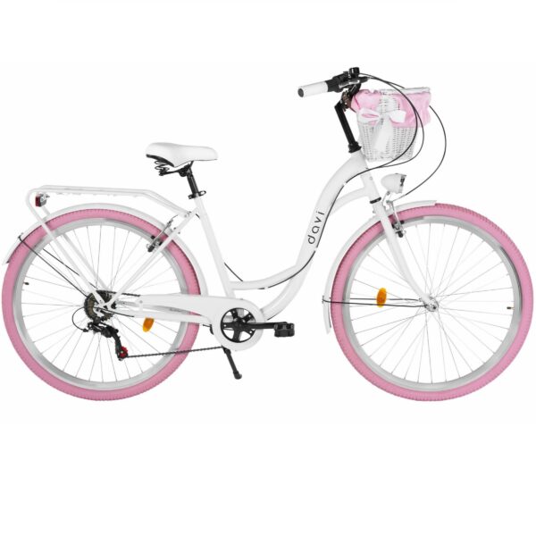 damecykel davi emma 7 gear, 28", 160 185 cm, hvid/lyserød