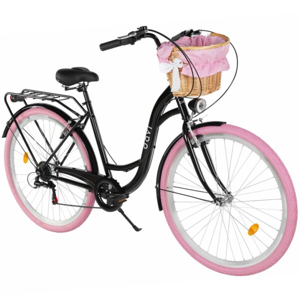 damecykel davi emma 7 gear, 28", 160 185 cm, sort/lyserød