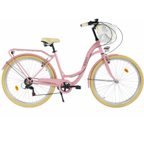 damecykel davi emma 7 gear, 28", 160 185 cm, lyserød/creme