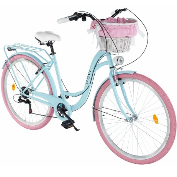 damecykel davi emma 7 gear, 28", 160 185 cm, blå/lyserød