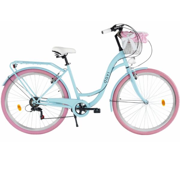 damecykel davi emma 7 gear, 28", 160 185 cm, blå/lyserød