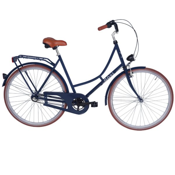 damecykel davi alma 1 gear, 28", 160 185 cm, marineblå/brun