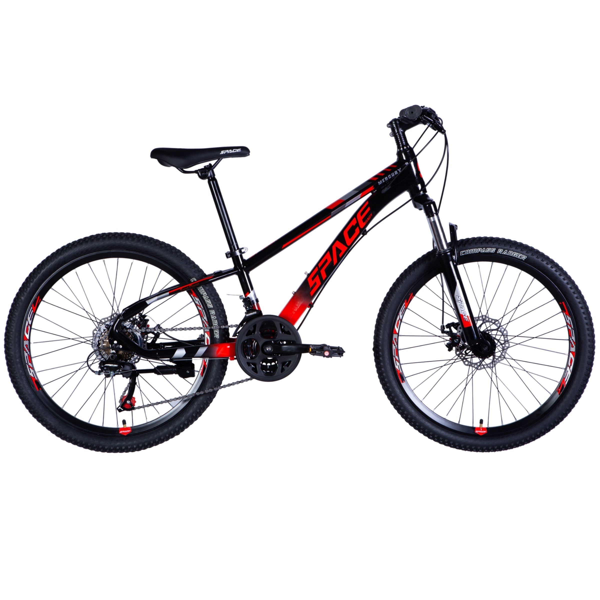 Drengecykel Mercury Aluminium 24", 130-160 cm, 21 gear, Sort/Rød