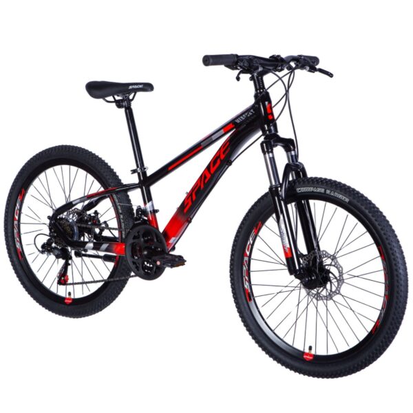 drengecykel mercury aluminium 24", 130 160 cm, 21 gear, sort/rød