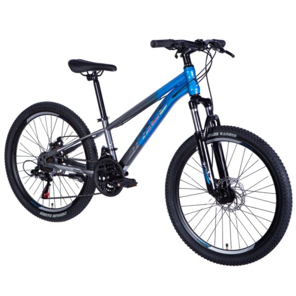 drengecykel mercury aluminium 24", 130 160 cm, 21 gear, blå/grå
