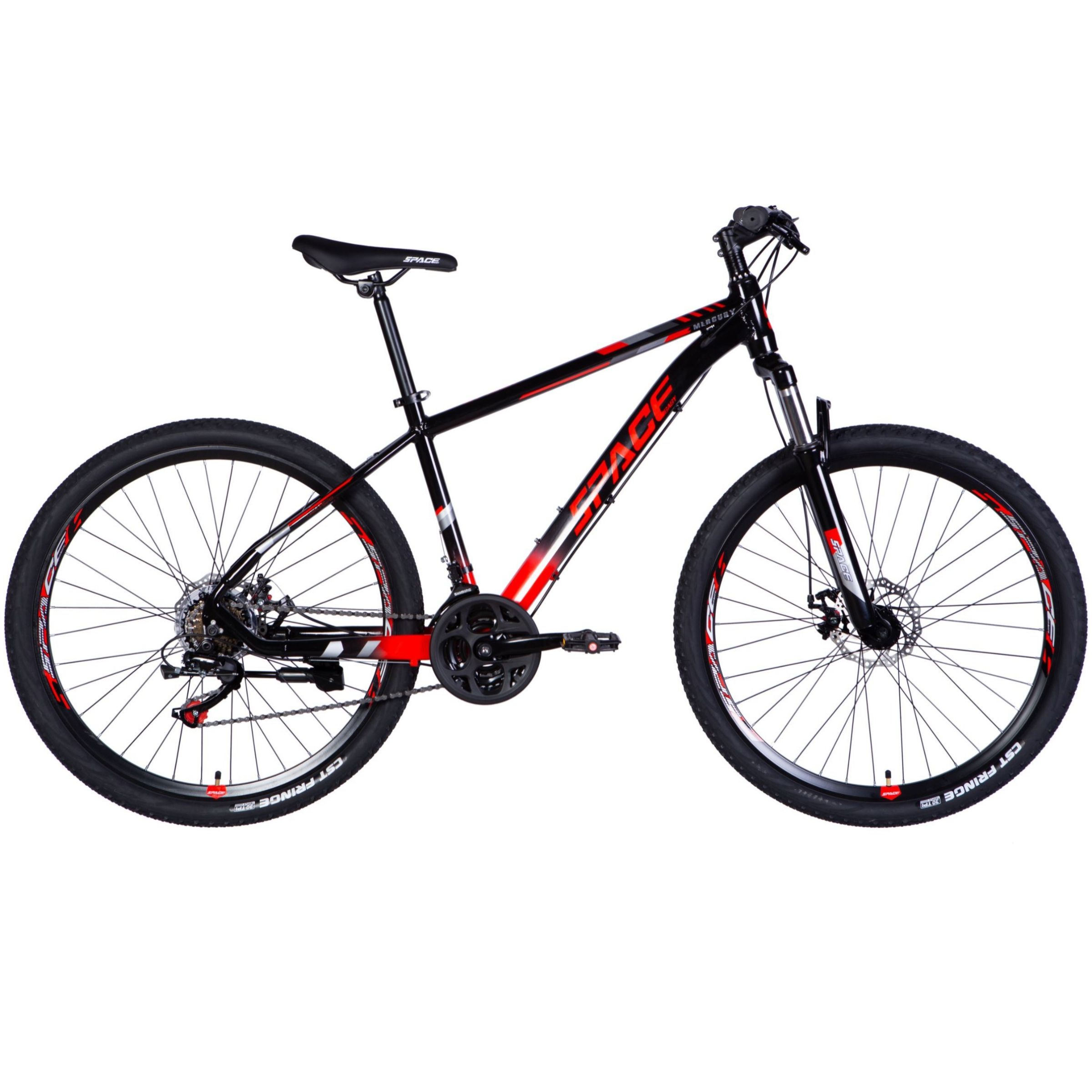 mountainbike mercury aluminium 27.5", 160 185 cm, 21 gear, sort/rød