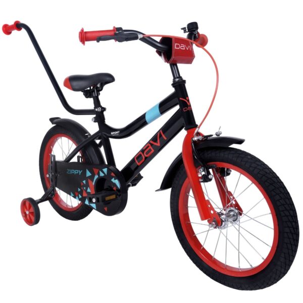 drengecykel davi zippy, 16", 95 110 cm, 1 gear, sort