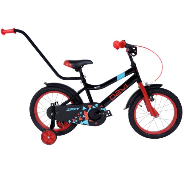 drengecykel davi zippy, 16", 95 110 cm, 1 gear, sort