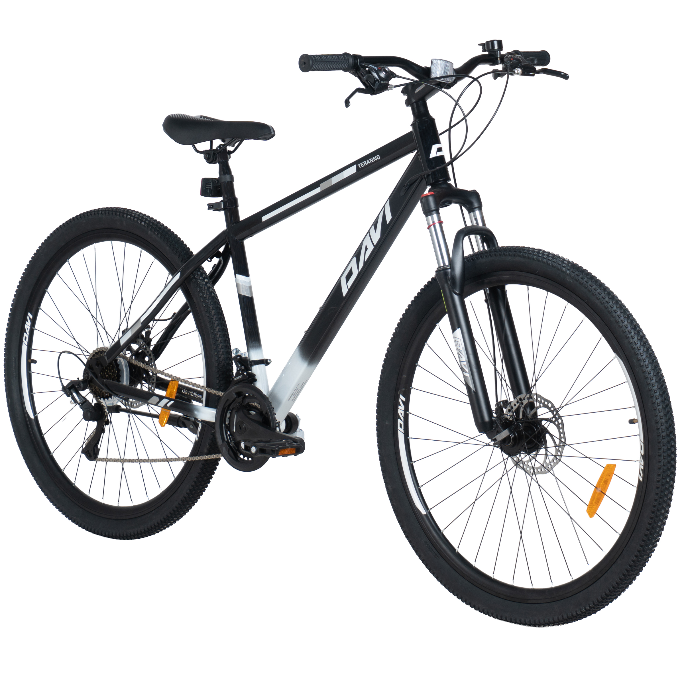 mountainbike davi terrano 29", 170 195 cm, 21 gear, sort/hvid